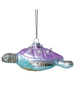 Gisela Graham Glass (5cm) Purple/Blue Turtle Decoration
